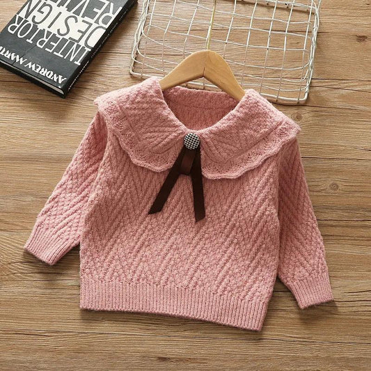 Girls' Sweater Autumn Winter Children's Pullover Sweater Foreign Baby Top Girls' Autumn Bottomed Shirt