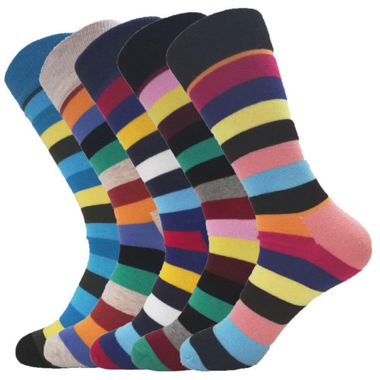 Fashion 5 pair/lot Striped Socks Casual Cotton Girls Sock Long Happy Funny Skateboard Dress Socks