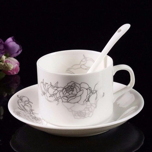 Coffee Cup British Ceramics Afternoon Tea Cup European Elegant Bone China Cup Dish Spoon