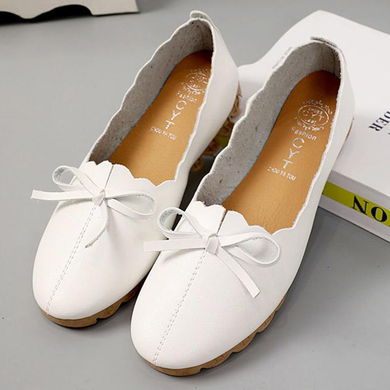 Spring and Autumn Korean Version of Shallow Mouth Mother Shoes All-match Soft-soled Round Toe Pedal Bowknot Work Lazy Shoes