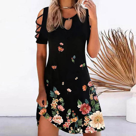 Women's Casual Printed Off Shoulder Print Dress