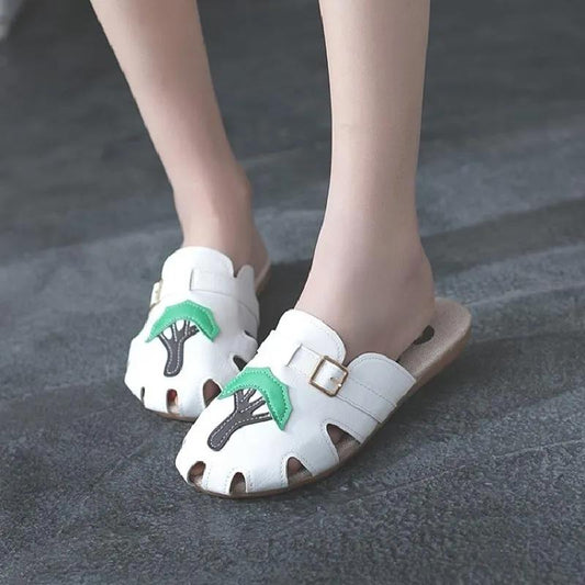 Casual All-match Hollow Sandals and Slippers Baotou Breathable Sandals Home Casual Slippers Flat Half Slippers Summer Sandals
