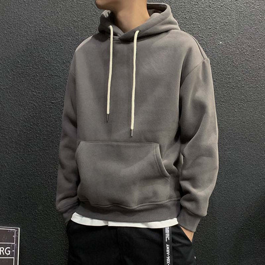 2021 Autumn New Hooded Sweater Men's Loose Men's Casual Solid Color Large Size Jacket