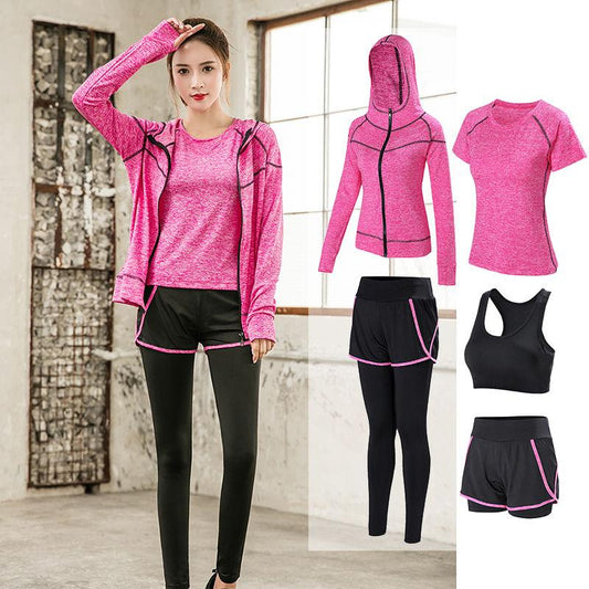 Sexy Yoga Wear Short-sleeved Single Top Trousers Women Quick-drying Running Sports Fitness Clothes Beginners Can Wear Sweat-absorbent and Breathable