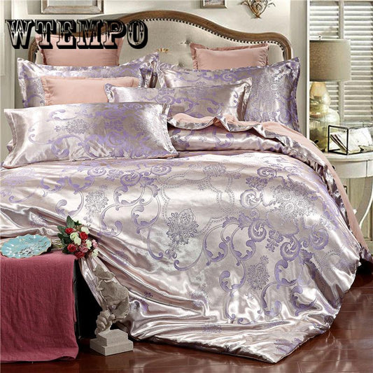 Brand European Silk Bedlinen Jacquard Satin Bedding Sets