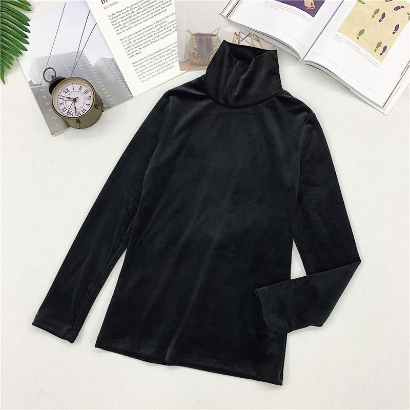 Pofulove Women Basic Warm OL Top Stretch High Quality Smooth Pullover Pleuche Turtleneck Sweater