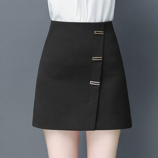 Black Short Skirt Women Sexy A-line High Waist Zipper Elastic Waist Club Casual Home Office