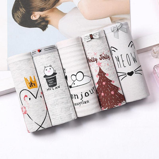 5-Pack Women's Plus Size Underwear Student Low-rise Women's Cotton Underwear