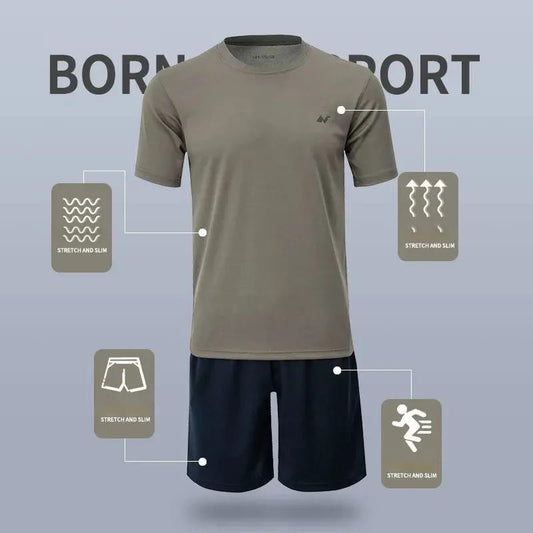 Fitness Short Sleeve Shorts T-shirt Workout Clothes Men's and Women's Sports Fitness Quick-drying Clothes