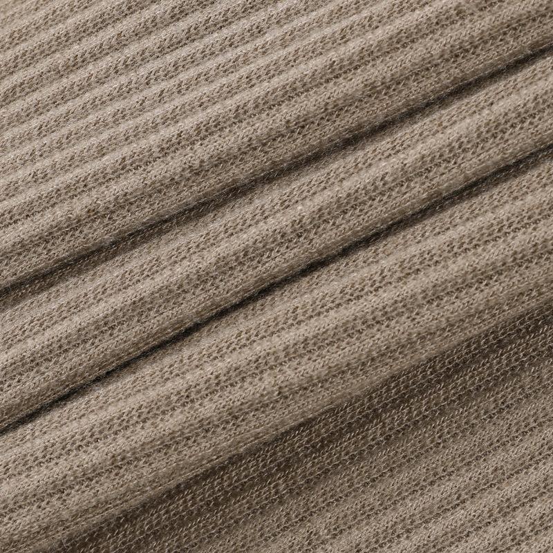 Women's Beige Ribbed Knit Leggings High Waist Cotton Fitness Basic Pants Casual Spring Autumn All-Match Female Skinny Highly Elastic Leggings