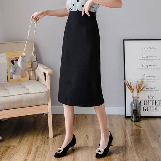 Mid-length Skirt Women's Spring and Summer Fashion Temperament High Waist Slit Professional Suit Skirt One-step Skirt