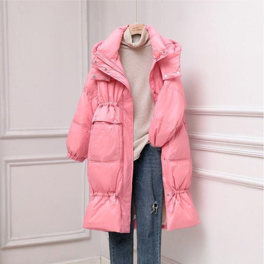 Mid-length Down Jacket Women's New Style Net Red Loose Fashion White Duck Down Winter Clothes