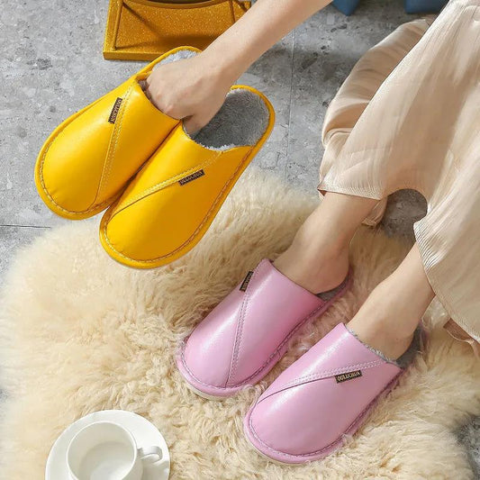 Autumn and Winter Pure Cotton Slippers Indoor Non-slip Soft-soled Shoes Warm Simple Plush Cotton Shoes