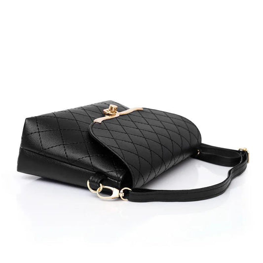 Black Check Leather Crossbody Multi-Layer Large Capacity Bag Women Casual Portable