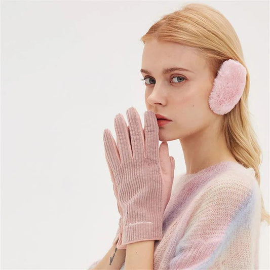 Women's Winter Wool Single Ear Muffs Cute Warm Windproof Plush Earmuffs Antifreeze Earflap Split Up Ear Cap Seperate Ear Warmer
