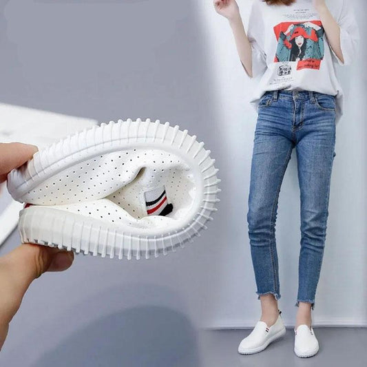 Summer Korean Version of All-match White One-step Fashion Breathable Women's Shoes with Holes