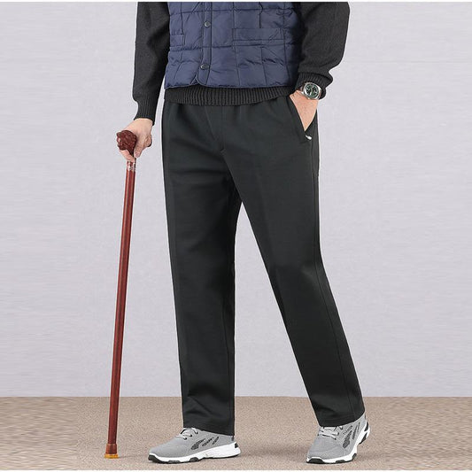 Spring and Summer Senior Sports Pants Men's High-end Loose Elastic Waist Pants Thin Grandpa Straight Casual Pants