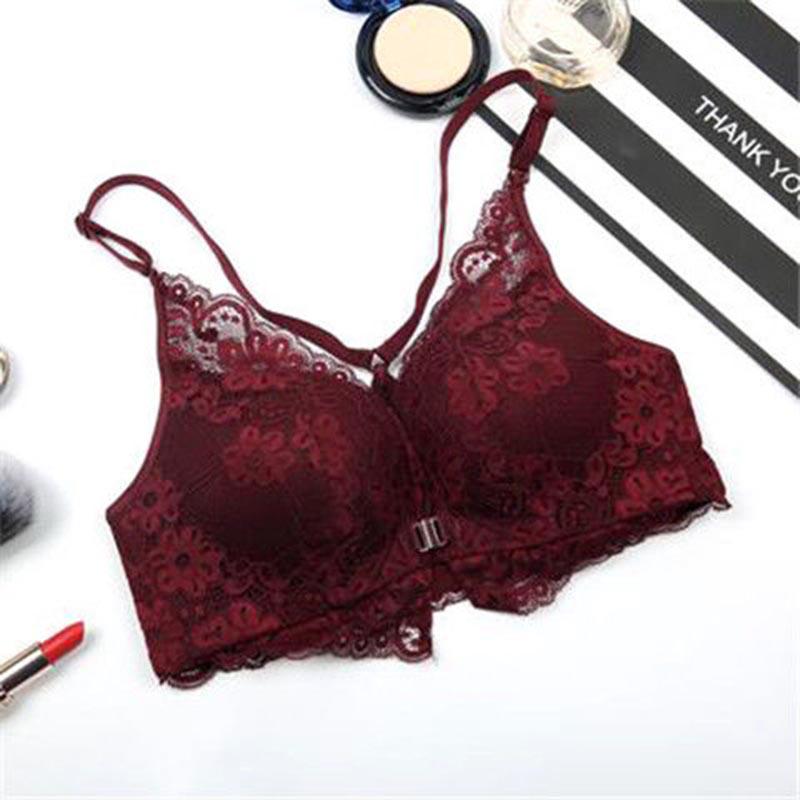 Women's Large Size Gathered Bra Fashion Lace Bra Ladies 3/4 Cup Bow Bra