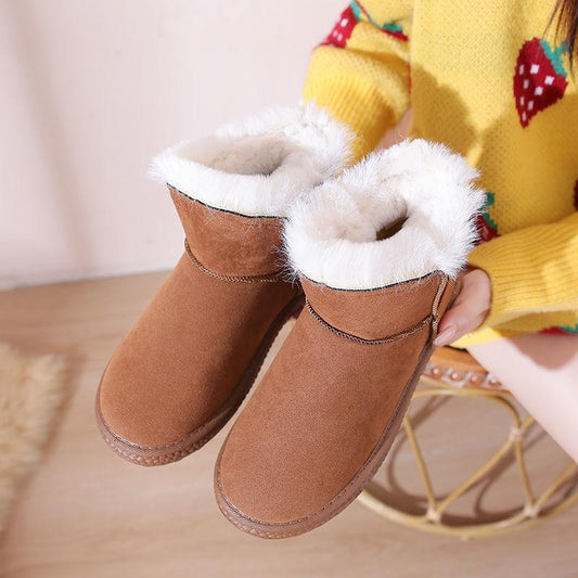 Snow Boots Women's Mid-tube Boots Thickened Snow Cotton Shoes Winter Warm and Velvet Bread Shoes