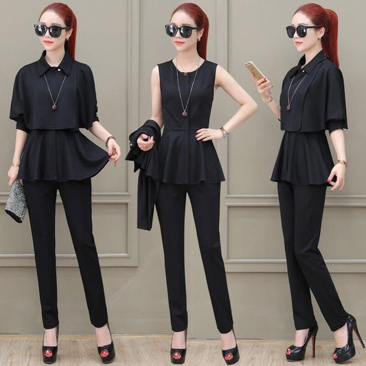 Suit Women's Temperament Small Fragrance Three-piece Jacket Shirt Straight Leg Pants Professional Suit Work Wear Casual and Elegant