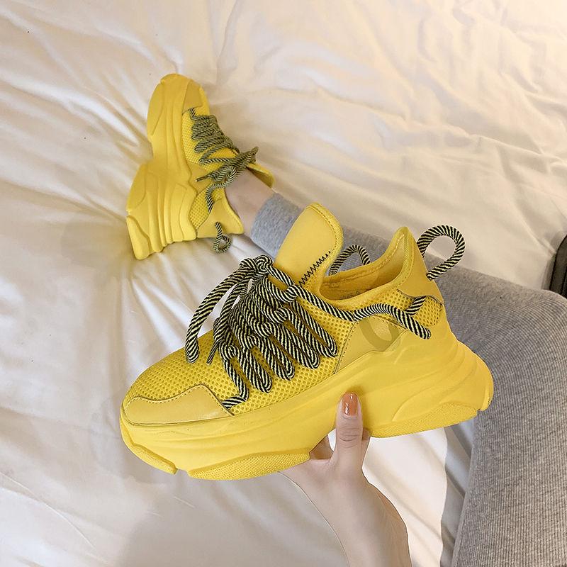 White Sneakers Women Shoes Ulzzang Chunky Sneakers Platform Vulcanize Shoes Woman Tenis Feminino Breathable Mesh Dad Shoes