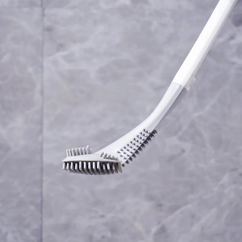 Long Handle Toilet Cleaning Brush Silicone Toilet Brushes for Bathroom Toilet Cleaning Brush Bendable Silicone Brush Head