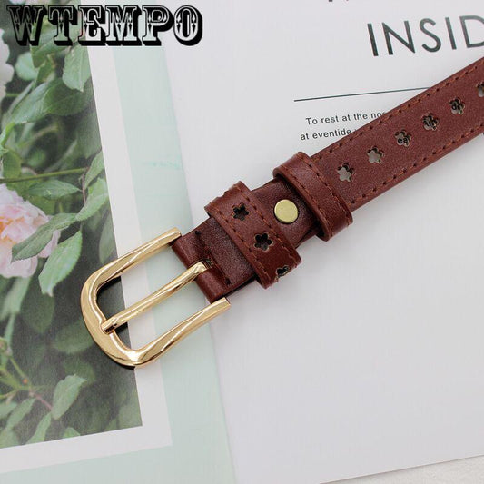 Fashion Leather Adjustable Belt Female Brown Waist Belts Women Dress Strap