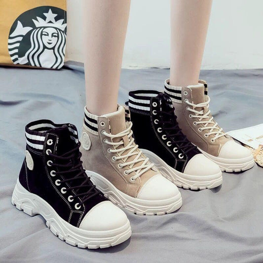 Women Ankle Boots Suede Leather Thick-soled Short Boots Ladies Warm Shoes Autumn Winter Boots Plus Velvet Martin Boots