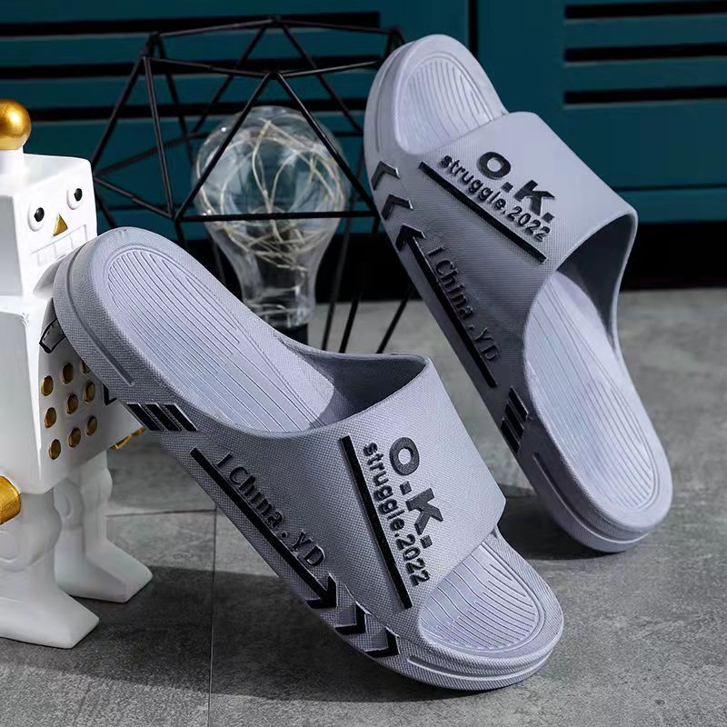 Men's Slippers Summer Home Soft Bottom Non-slip Bathroom Slippers Go Out Personality Flip Flops