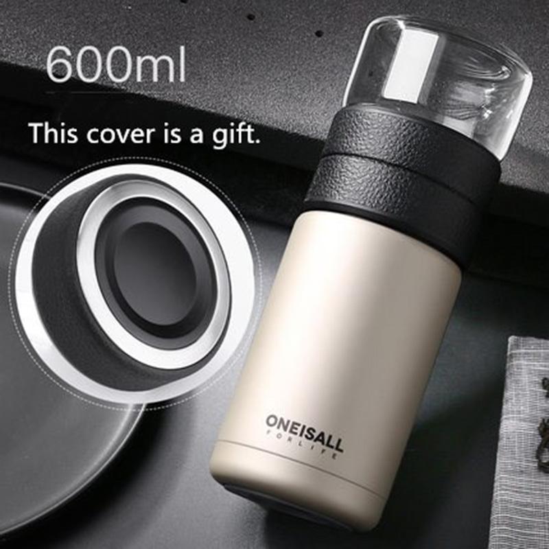 Thermos Bottle Stainless Steel Tea Partition Thermo Cup Glass Tea Strainer Thermos Mug Bottle Vacuum Flask Bottles 400ml + 200ml