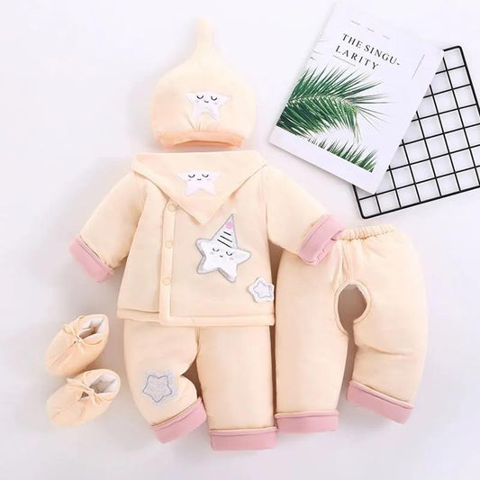 Baby Cotton-padded Clothes Suit Winter Thickening Newborn Men and Women Baby Cotton Warm Cotton-padded Clothes Newborn Six-piece Padded Jacket
