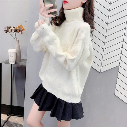 Turtleneck Sweater Autumn and Winter Casual Women's Wild Loose Bottoming Shirt Pullover Knit Top