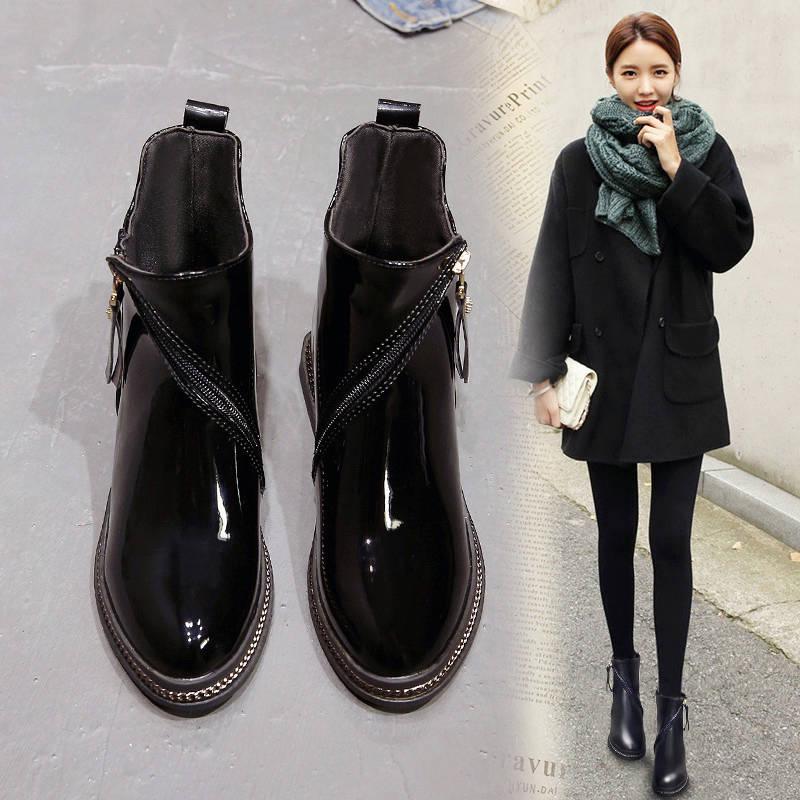 Fashion Heels Women Ankle Boots Autumn WinterGenuine Leather Party Chelsea Motorcycle Boots