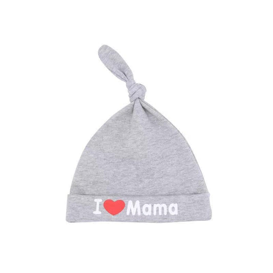 Cute Knot Cotton Hats for Babys I Love Mama Papa Beanie Hat Newborn Baby Spring Hat Soft Skin-friendly Sleep Cap 0-6M