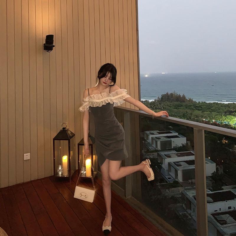 Female Summer Vintage Holiday Slim Dress Elegant Short Backless Graceful Partry A-line Dress