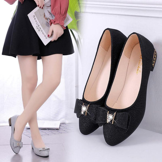 Spring and Summer Pumps Women's Pointed Toe Low-heeled Shoes Korean Style Thick-heeled Work Shoes