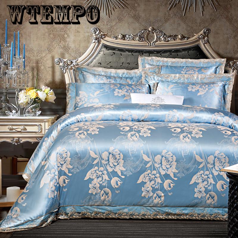 European Jacquard cotton four-piece cotton lace quilt cover sheets home bedroom bedding set