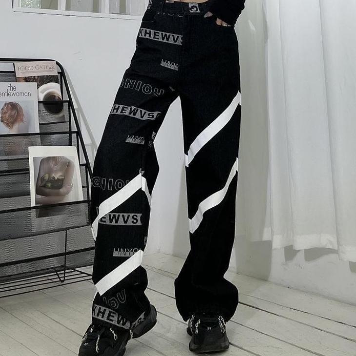 Jeans Men's and Women's 2022 New High-waisted Straight Tube Loose and Thin Flared Pants Casual Wide-leg Pants