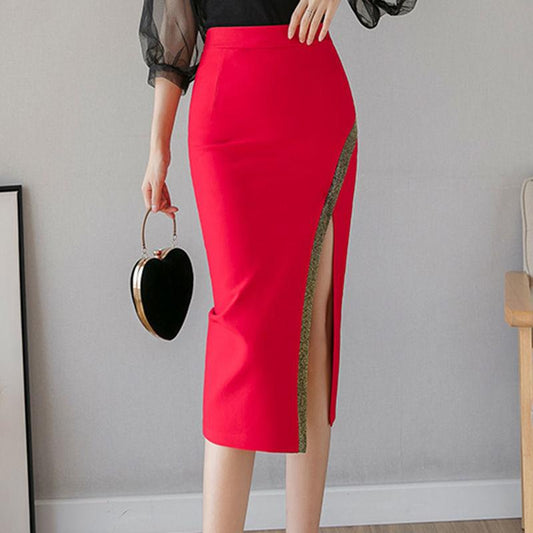 Hip Skirt Women Sexy IrregularTight High Waist Mid-calf Split Zipper Club Casual Home Office