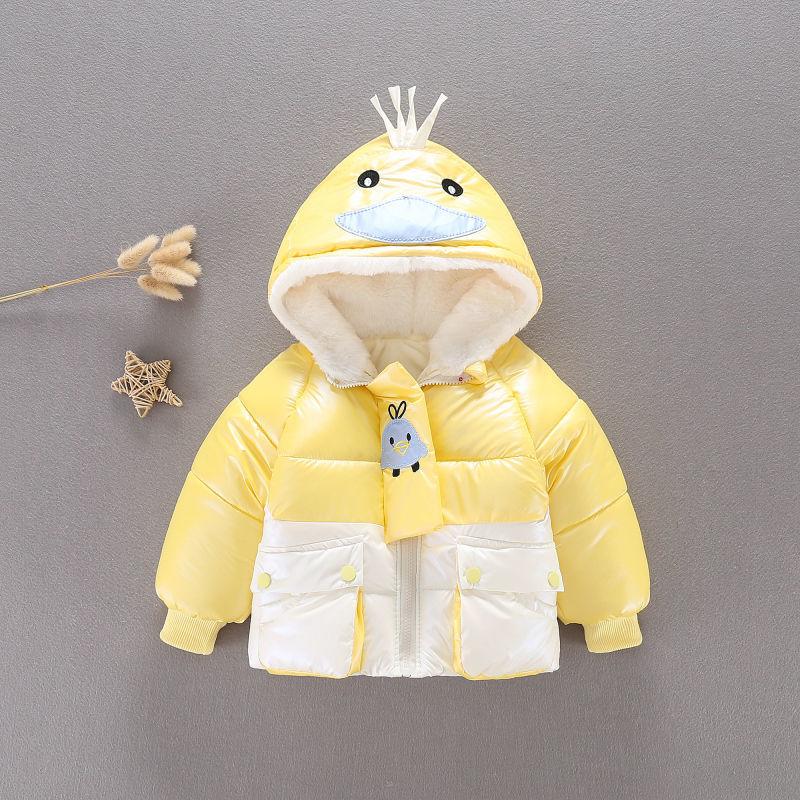 Girls Plus Fleece Padded Jacket Warm Hooded Windproof Winter Outfit