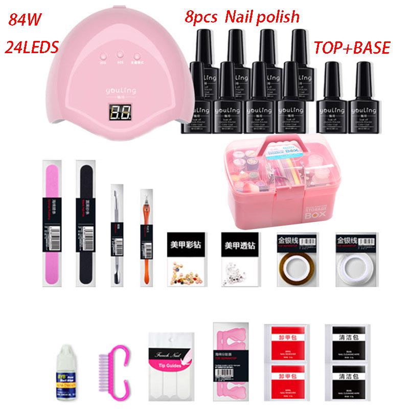 Nail Set UV LED Lamp Dryer With 30pcs Nail Gel Polish Kit Soak Off Manicure Tools Set Nail Art Tools