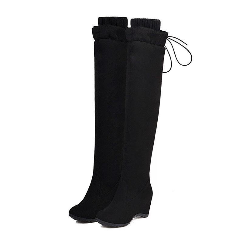 Autumn Winter Increase Wedge Heel Over Knee Boots Women's Stretch Suede High Boots