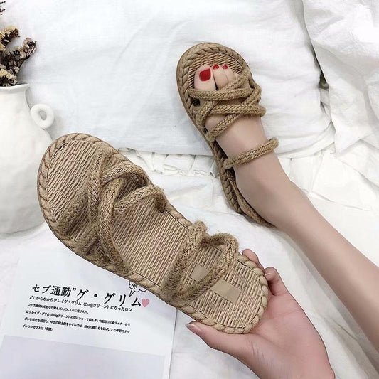 Super Good-looking Roman Sandals, Women's Hemp Rope, Two-wear Slippers, Women's Shoes, Summer Students All-match