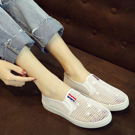 Soft Sole Net Shoes Women's Trendy Lightweight Cloth Shoes Breathable Hollow Mesh Shoes Casual Sports Shoes