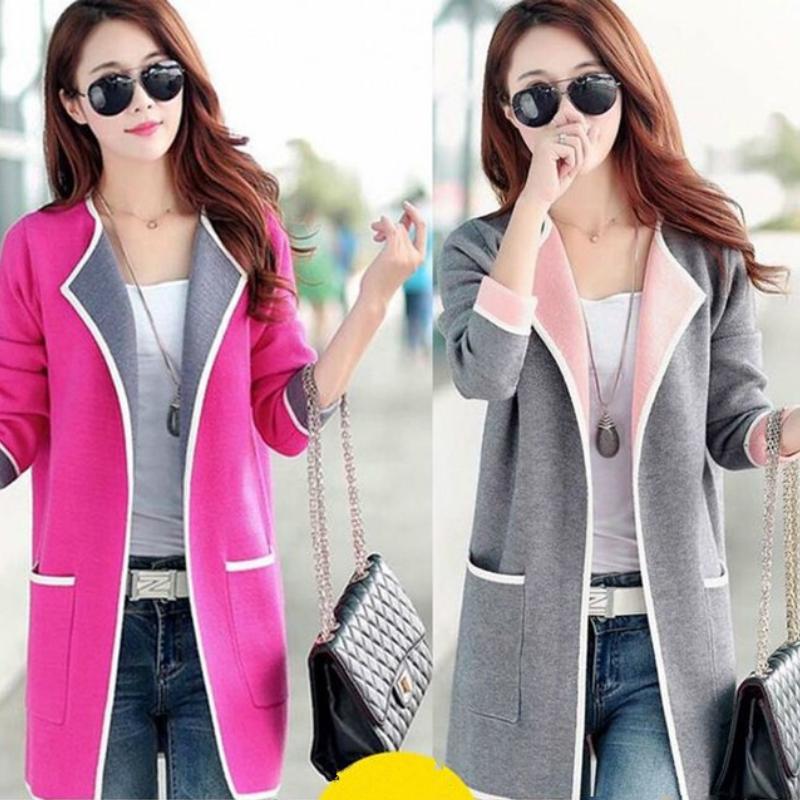 Women's Plus Fertilizer Autumn and Winter Fashion Casual Long Sleeve Knitting Cardigan Coats