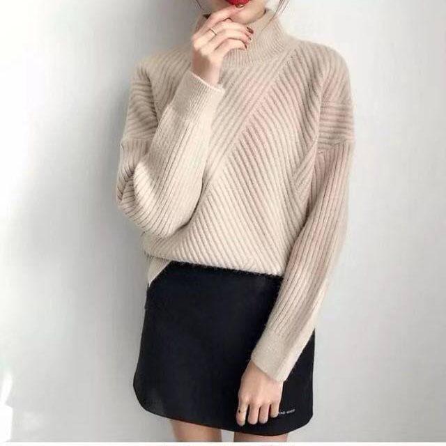 Solid Color Turtleneck Sweater Women Thickened Pullover Fashion Wild Long-sleeved Sweater