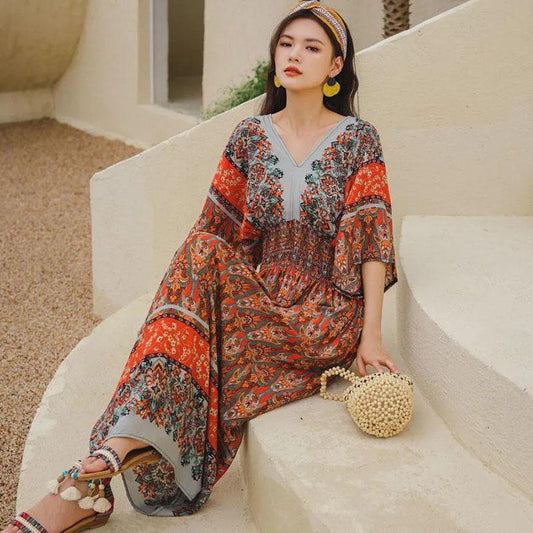 Indonesian Dress Female Thailand Bohemian Ethnic Retro Long Skirt Seaside Holiday Beach Skirt