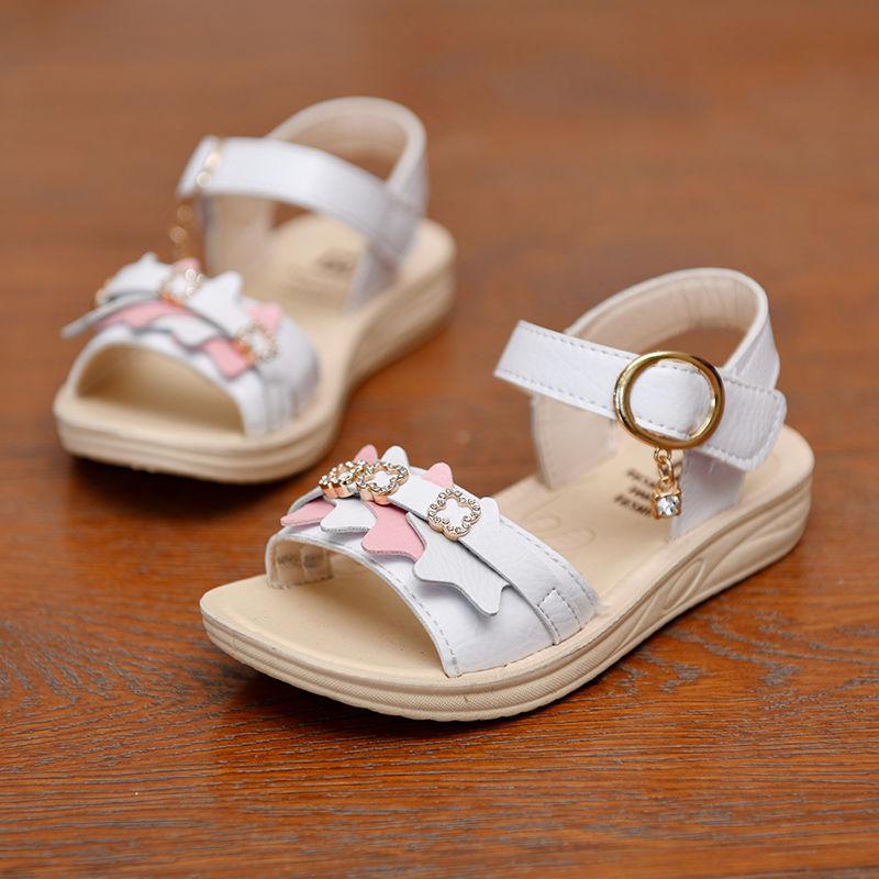 Girl's Sandals In Summer Soft Sole Flat Casual Princess Cool Shoes Little Girls' Non Slip Light Outdoor Beach Sandals