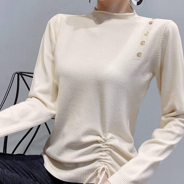 Knitwear Women's Autumn and Winter New Sweater Loose Joker Drawstring Design Tops Long Sleeve