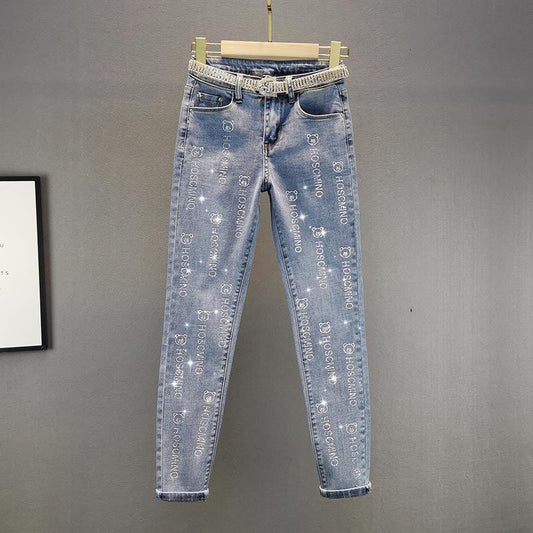 Skinny Jeans Ladies Trend Spring Summer and Autumn High Waist and Thin Pencil Pants